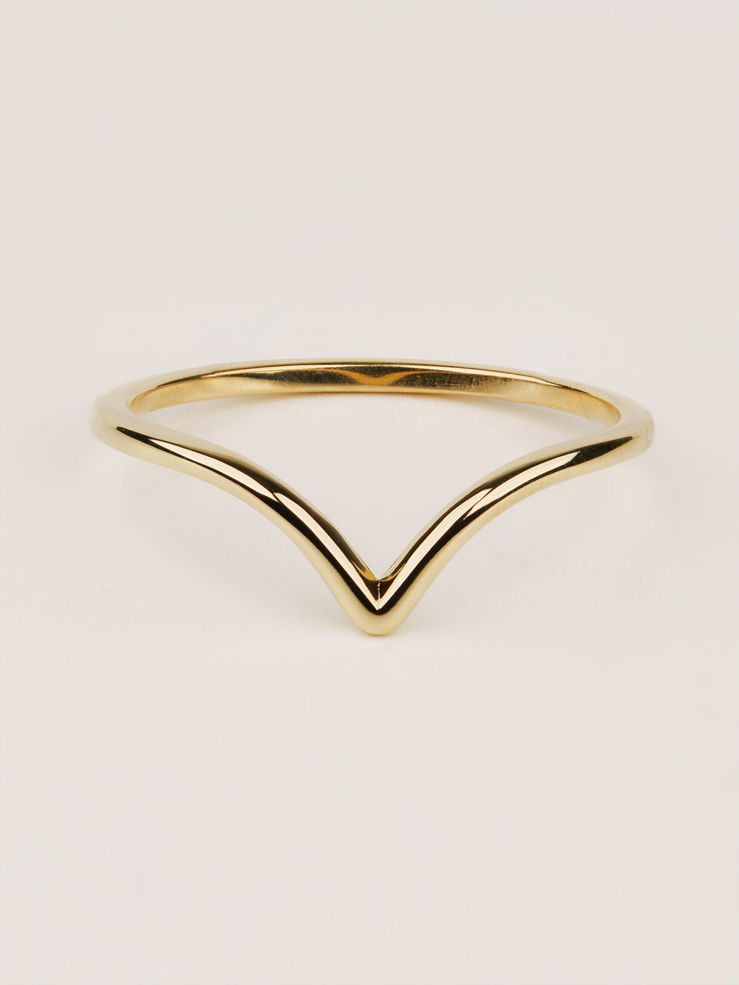 14K Gold Chevron Stacking Ring – Minimalist V Shape Gold Ring