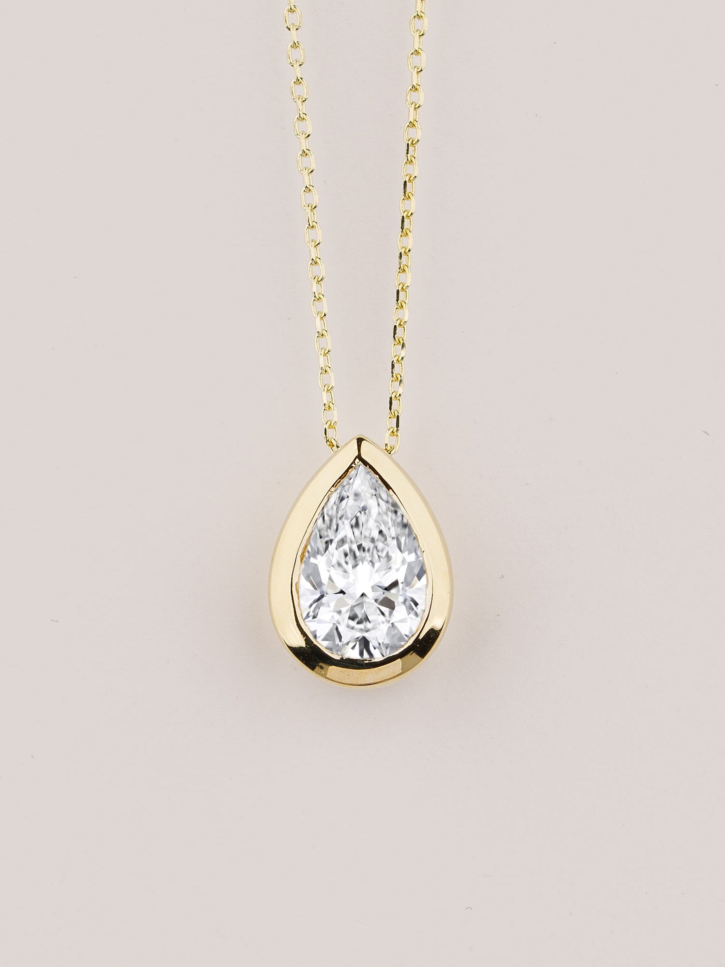 Pear Moissanite Pendant Necklace, Solid Gold Solitaire Necklace