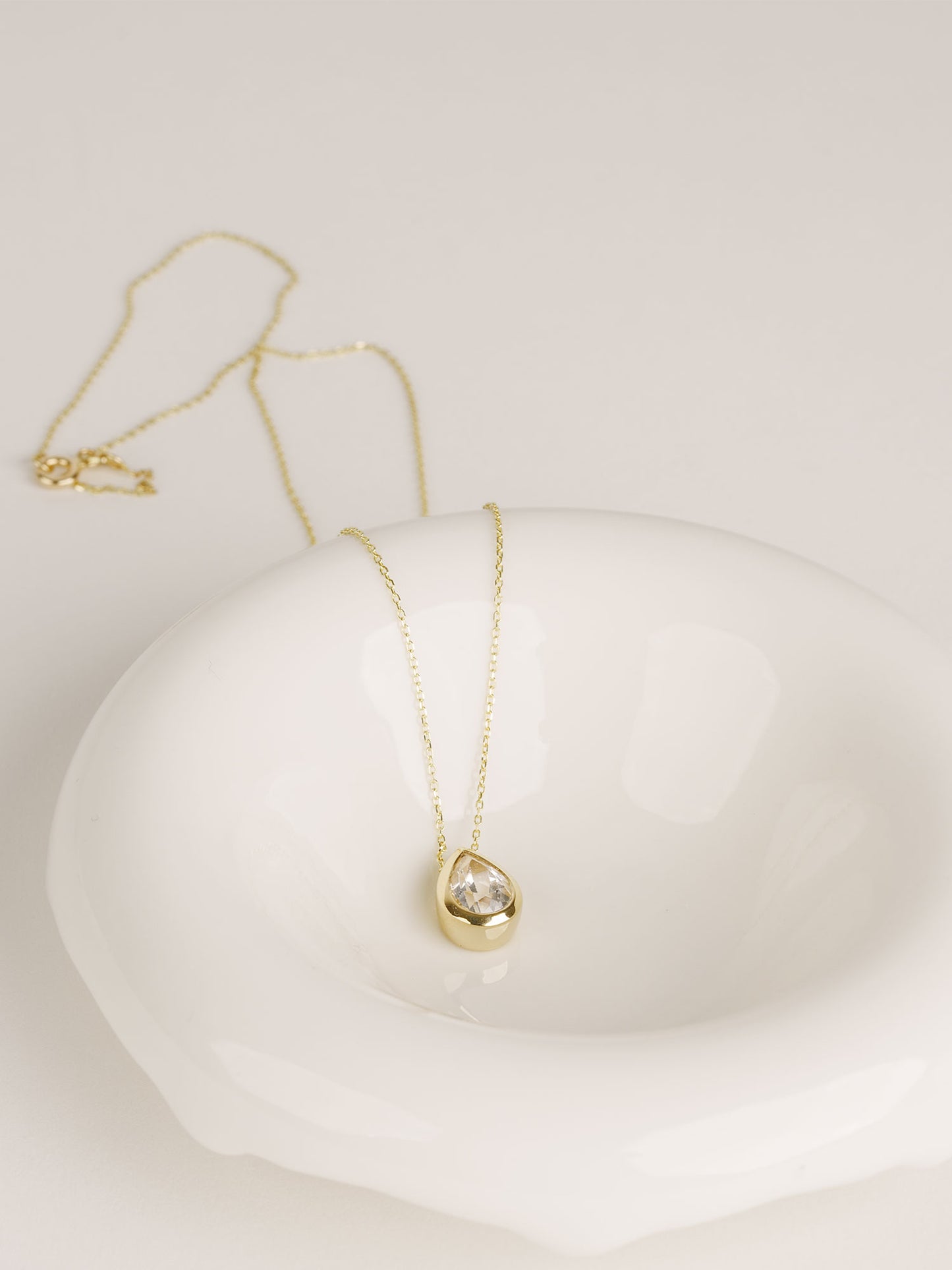 Pear Moissanite Pendant Necklace, Solid Gold Solitaire Necklace