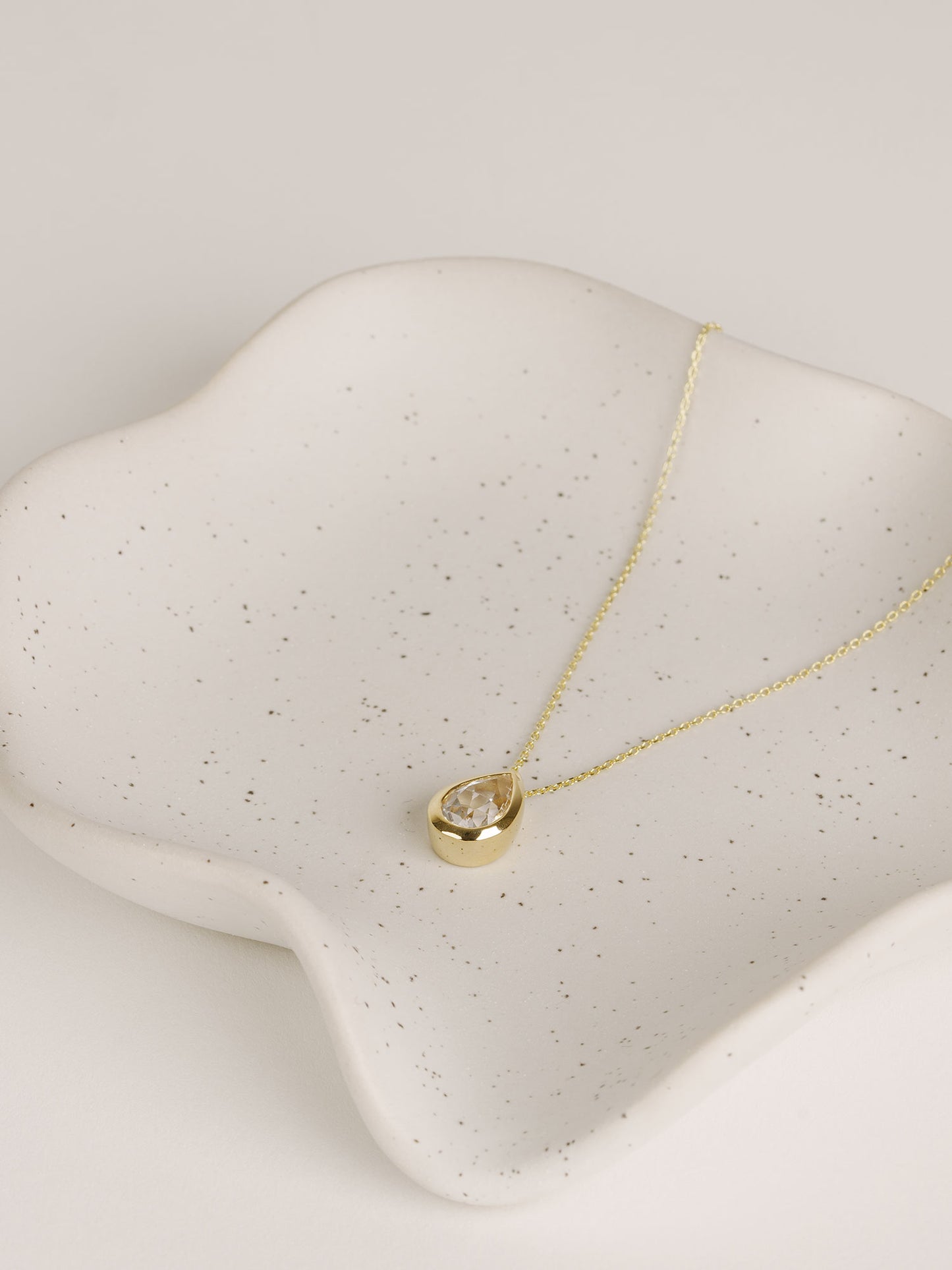 Pear Moissanite Pendant Necklace, Solid Gold Solitaire Necklace