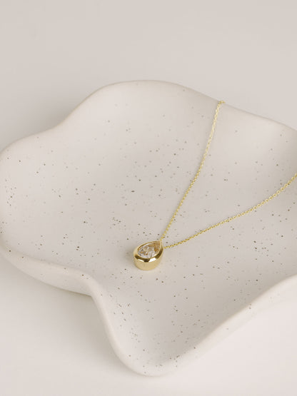 Pear Moissanite Pendant Necklace, Solid Gold Solitaire Necklace