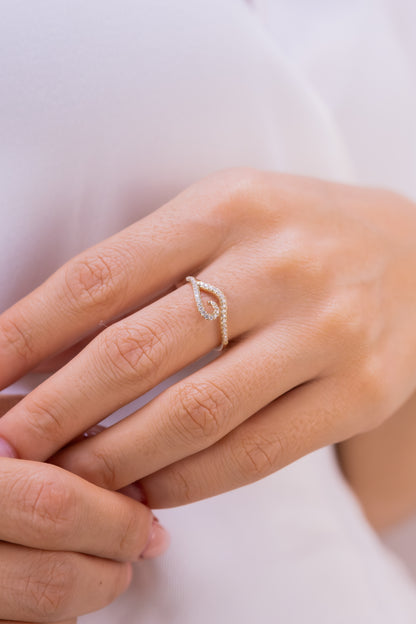 14k Gold Love Knot Ring, Pave Moissanite Symbol of Forever