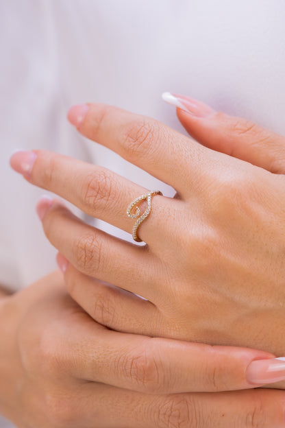 14k Gold Love Knot Ring, Pave Moissanite Symbol of Forever