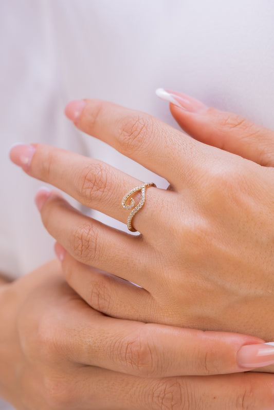 14k Gold Love Knot Ring, Pave Moissanite Symbol of Forever