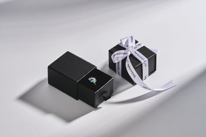 Black Iolite Cluster Ring – Solid Gold Vintage Engagement Ring