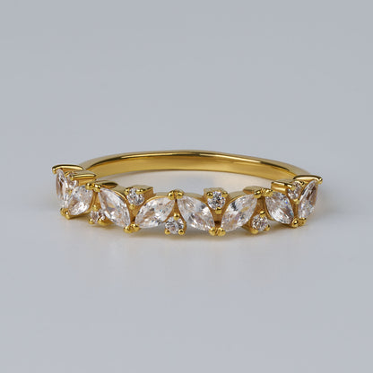 Marquise Diamond cut moissanite Cluster Ring – 14K Gold Statement Band, Elegant Multi-Stone Anniversary Ring, Unique Vintage-Inspired Jewelr