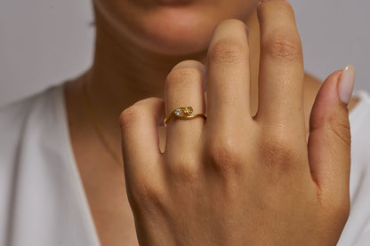 Floral Gemstone Promise Ring: Handmade Nature Inspired Ring in Solid Gold  Options
