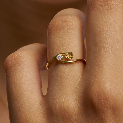 Floral Gemstone Promise Ring: Handmade Nature Inspired Ring in Solid Gold  Options