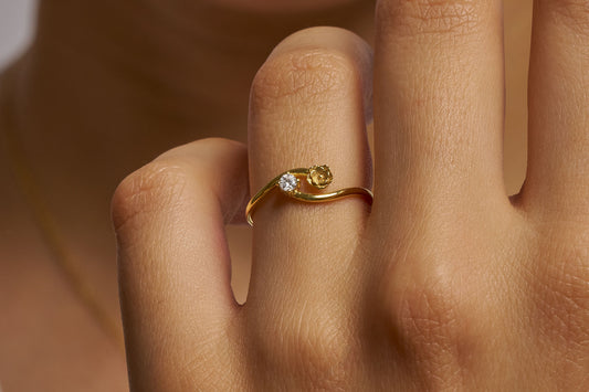 Floral Gemstone Promise Ring: Handmade Nature Inspired Ring in Solid Gold & Silver Options