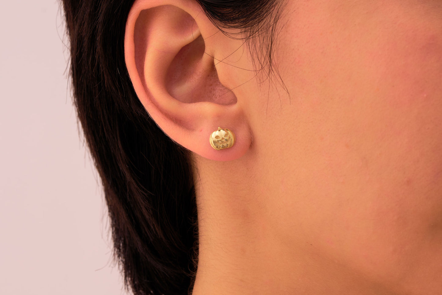 Tiny Pumpkin Stud Earrings: Cute Minimalist Halloween Jewelry in Silver & Solid Gold
