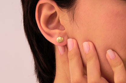 Tiny Pumpkin Stud Earrings: Cute Minimalist Halloween Jewelry in Silver & Solid Gold