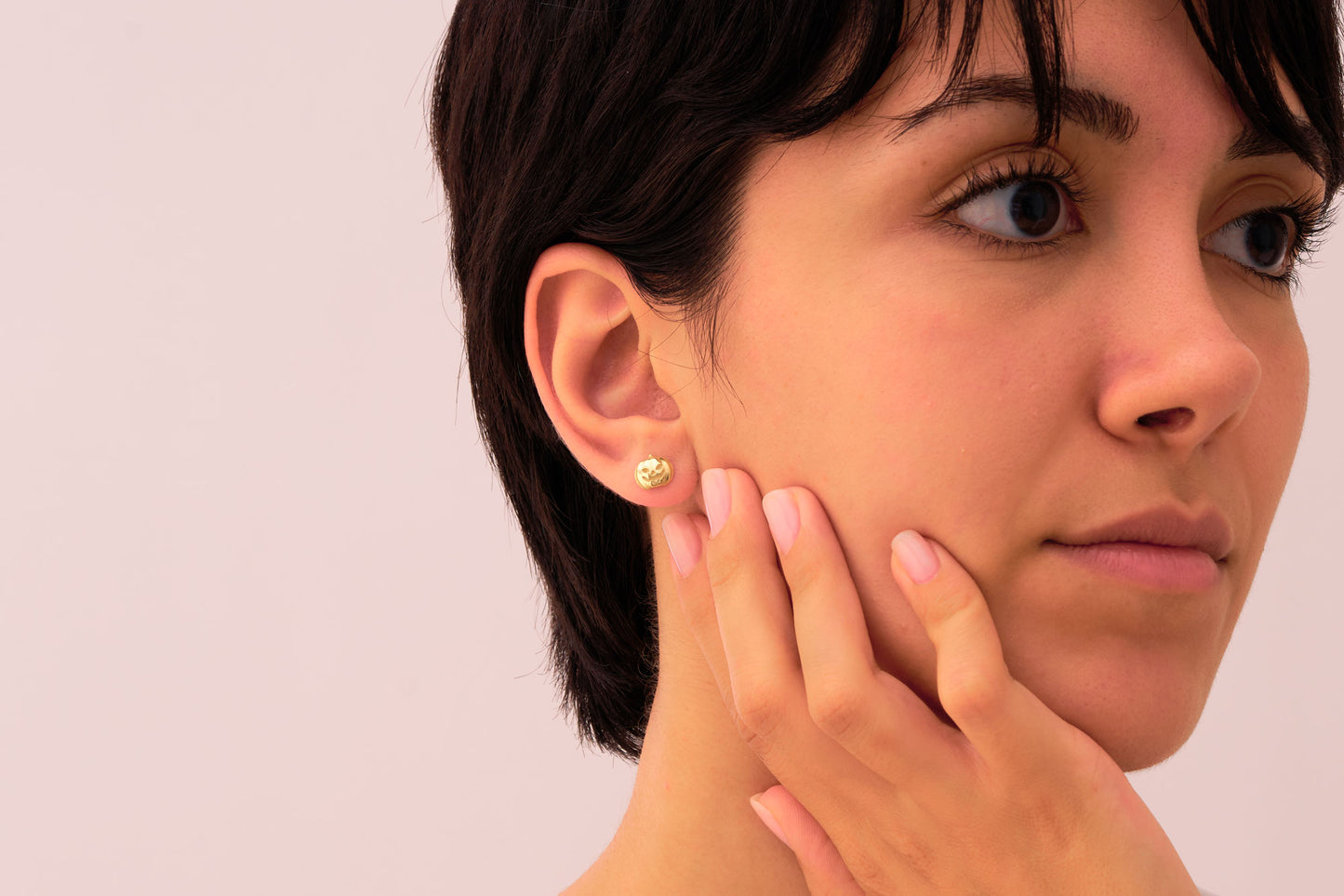Tiny Pumpkin Stud Earrings: Cute Minimalist Halloween Jewelry in Silver & Solid Gold