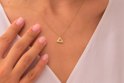 Minimalist Diamond Trinity Knot Necklace: Solid Gold & Silver Celtic Knot Jewelry