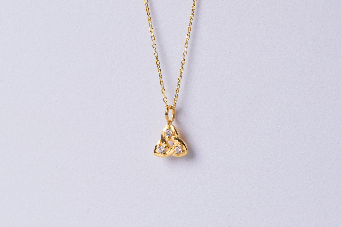 Minimalist Diamond Trinity Knot Necklace: Solid Gold & Silver Celtic Knot Jewelry