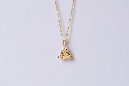 Minimalist Diamond Trinity Knot Necklace: Solid Gold & Silver Celtic Knot Jewelry