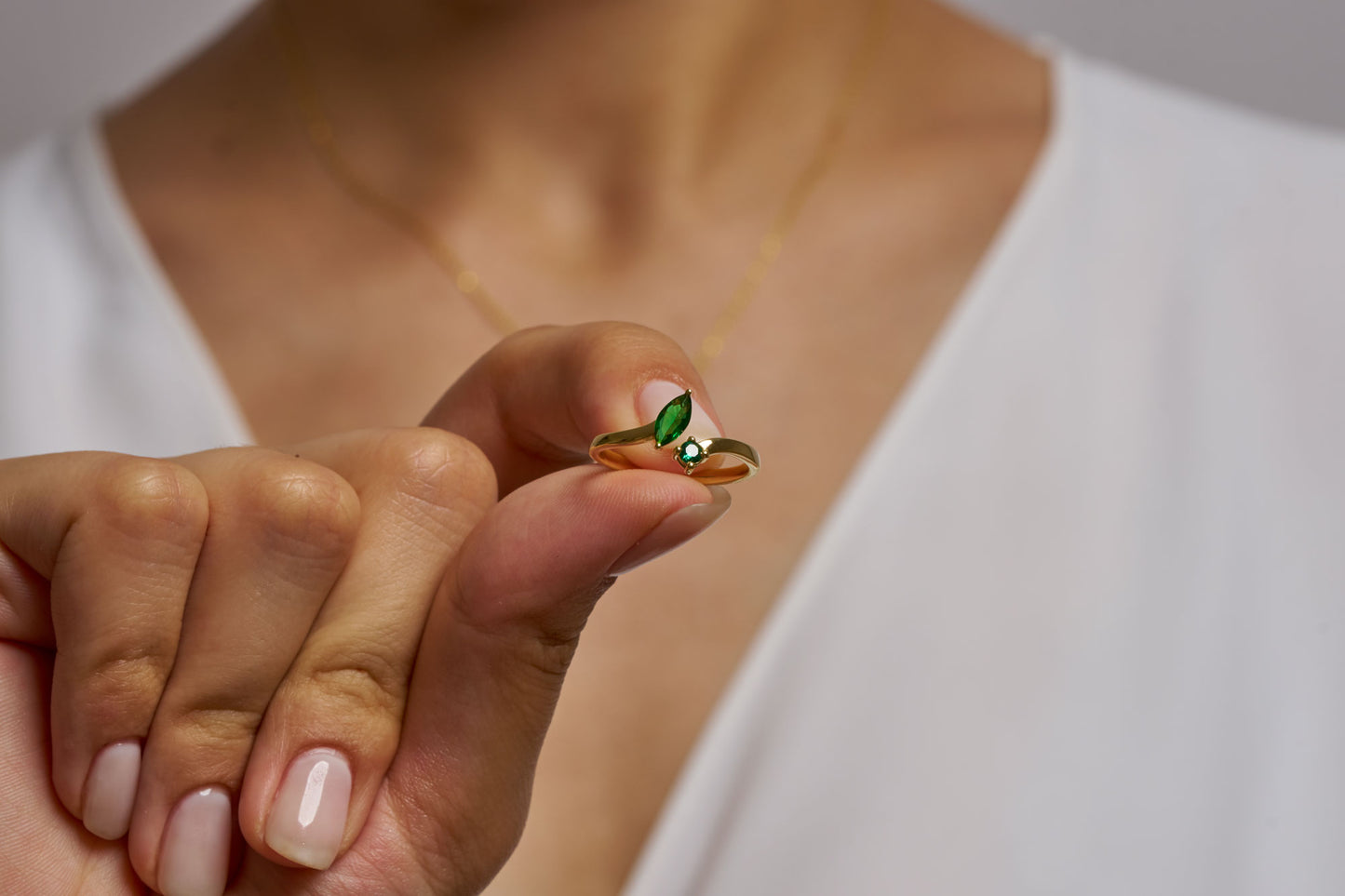 Gold Marquise Cut Birthstone Ring, Open Adjustable Ring for Women, Dual Stone Elegant Promise Ring for Her, Luxury Marquise Cut Ring Gift