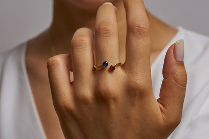 Custom Two Birthstone Ring for Her, Romantic Birthstone Rings, Dainty Promise Ring, Elegant Birthstone Ring, Luxury Jewelry Gift for Her