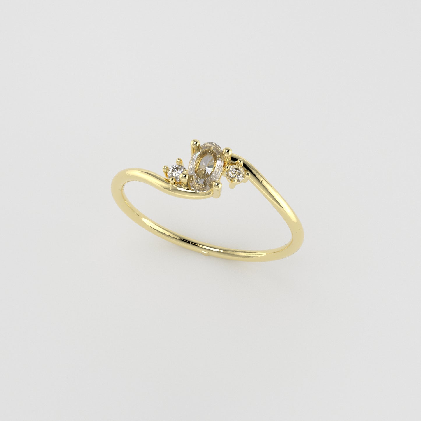 Three Stone Diamond Cut Ring: Dainty Trio Gold Ring, Unique Design Proposal Ring, Delicate Promise Ring, Romantic Jewelry