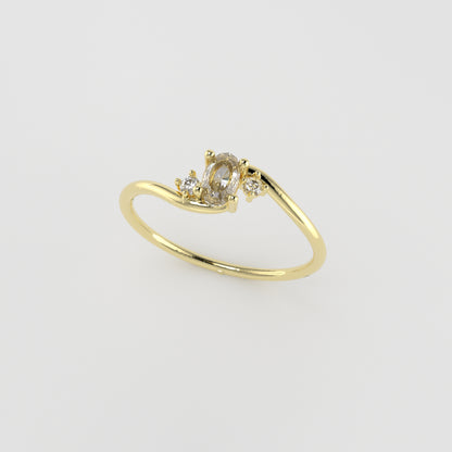 Three Stone Diamond Cut Ring: Dainty Trio Gold Ring, Unique Design Proposal Ring, Delicate Promise Ring, Romantic Jewelry