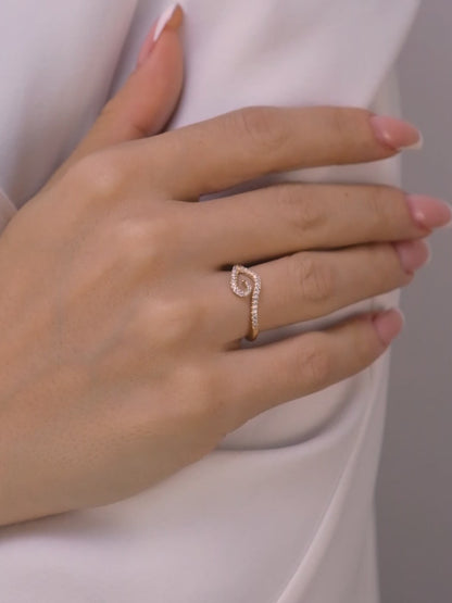 14k Gold Love Knot Ring, Pave Moissanite Symbol of Forever