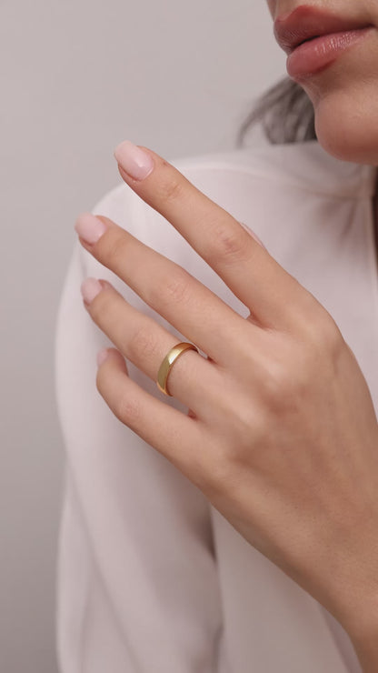 Solid Gold Thick Band, Minimalist Wedding Ring, Unisex Gold Ring